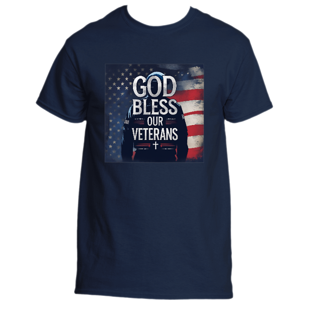 “God Bless Our Veterans” Patriotic Faith Tee