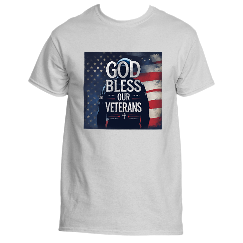 “God Bless Our Veterans” Patriotic Faith Tee