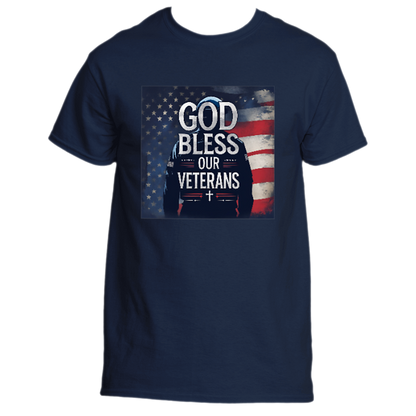 “God Bless Our Veterans” Patriotic Faith Tee