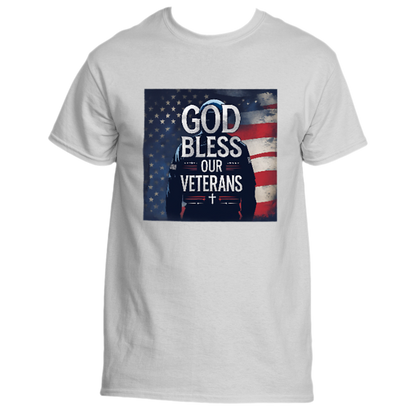 “God Bless Our Veterans” Patriotic Faith Tee