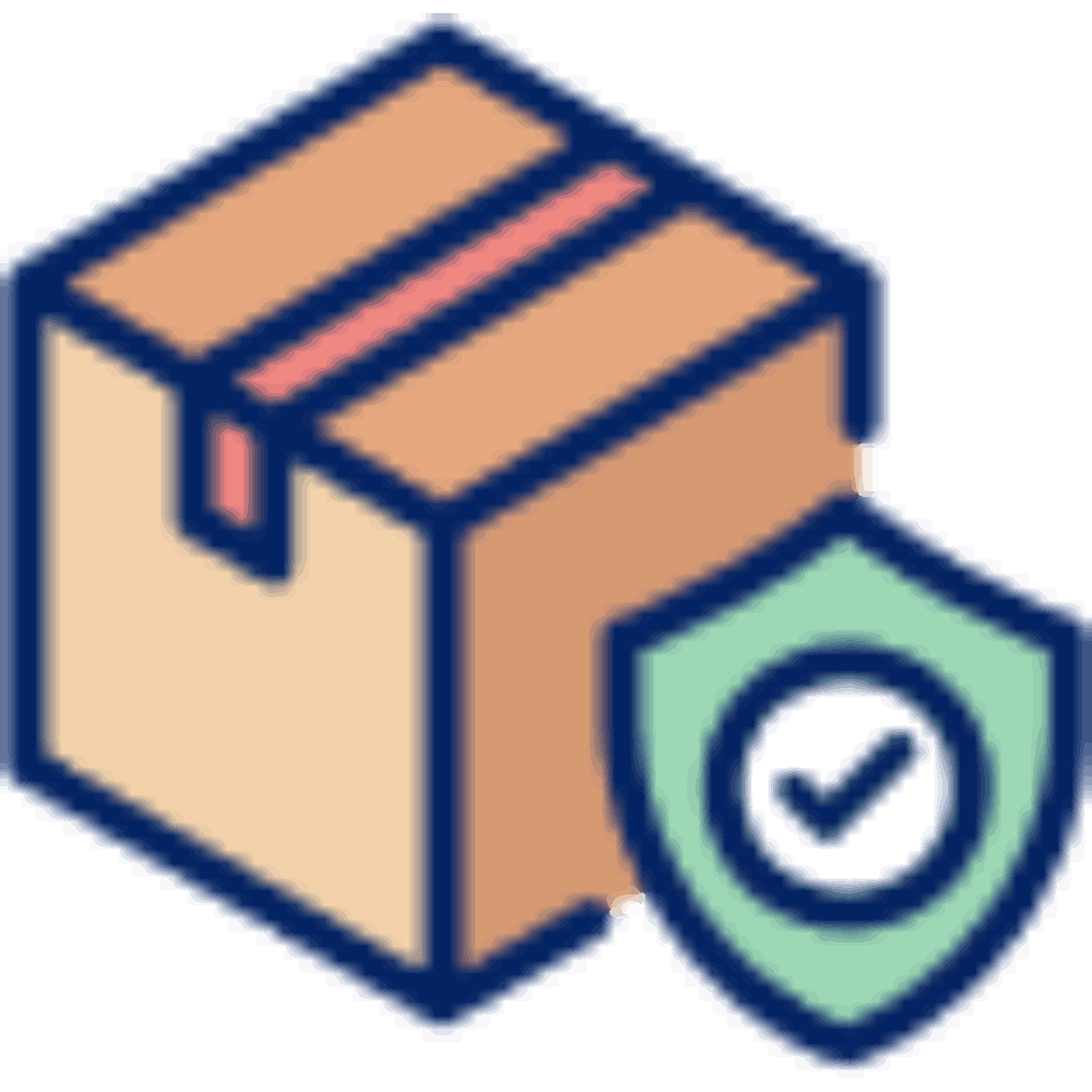 An icon of a cardboard box featuring a shield with a check mark symbolizes the secure delivery ensured by Divine Dispatch&
