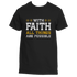 The With Faith T-Shirt by Divine Dispatch is an inspiring Black tee that features the empowering message, "With Faith All Things Are Possible," complete with decorative accents framing the word "Faith." Ideal for individuals devoted to charitable causes and spreading positivity.