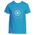 Introducing the Faith Is the Light T-Shirt by Divine Dispatch, featuring a circular floral design with the uplifting phrase "Faith is the light that guides us through" elegantly scripted in shades of blue and white. This Carolina Blue tee is ideal for those inspired by faith and charitable causes.