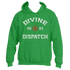 Exuding spiritual inspiration and trendy appeal, the Divine Dispatch Hoodie from Divine Dispatch showcases the "Divine Dispatch" logo in bold white letters. A vibrant red flower illustration with the number "2023" on either side enhances its visual charm. Available in an eye-catching Irish Green color, this hoodie features a convenient front pocket and adjustable drawstring hood, offering an ideal mix of comfort and fashion.