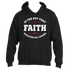 Introducing the Faith is the Key Hoodie by Divine Dispatch. This black hoodie features the phrase "Faith is the Key that unlocks all doors" in bold white lettering, with "Faith" strikingly accented by decorative red flourishes and delicate floral symbols.