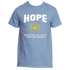 This uplifting tee, from Divine Dispatch, showcases a Carolina Blue color and is emblazoned with the word "HOPE" along with a bright yellow flower. Beneath, it bears the phrase: "Hold onto hope, for it has the power to move mountains." Wear it proudly and contribute to charitable causes with every purchase of the Hold on to Hope T-Shirt.