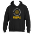 Introducing the "Hope is the Melody Hoodie" by Divine Dispatch: This black hoodie features a striking yellow flower design. It&